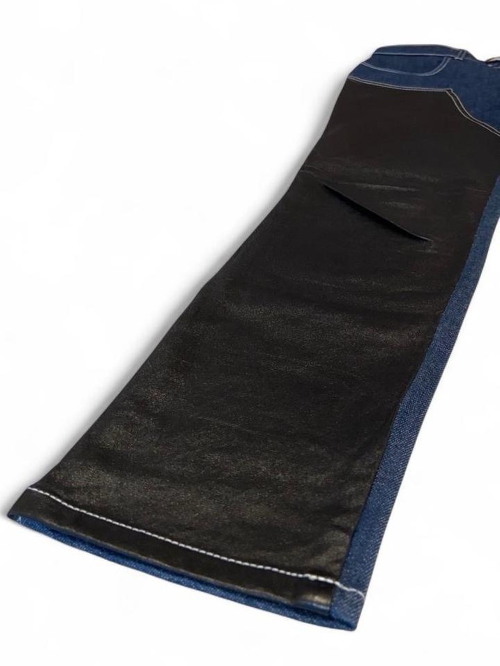 Givenchy Vintage Black Leather Panel Jeans - Picture 5 of 10